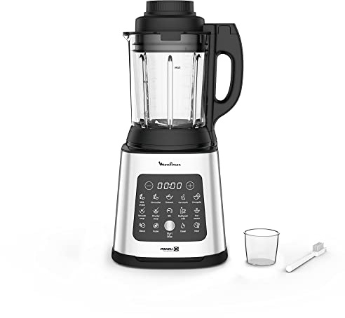 Moulinex Perfect Mix+ LM835D - Batidora de vaso de 1400 W, modo manual, autoclean, jarra de cristal, acero inoxidable