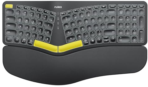 Nulea Wireless Ergonomic Keyboard, Split Keyboard with Wrist Rest, USB-C Charging, 7-Color Backlight, Natural Typing, Bluetooth and USB Connectivity, Compatible with Windows/Mac
