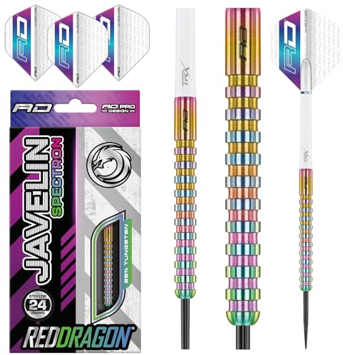 RED DRAGON Darts - Javelin Spectron 24g - 85% Wolfram - Professionelles Stahlspitze Dartpfeile Satz mit Flüge & Schäften
