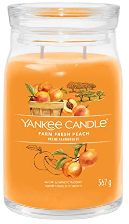 Yankee Candle Signature Duftkerze | große Kerze mit langer Brenndauer „Farm Fresh Peach“ | Soja-Wachs-Mix | Perfekte Geschenke für Frauen
