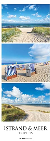 Strand & Meer Triplets 2024 - Streifenkalender XXL 25x69 cm - Bildkalender im Hochformat - Wandkalender - Wandplaner - Strandkalender - Deutsche Küsten
