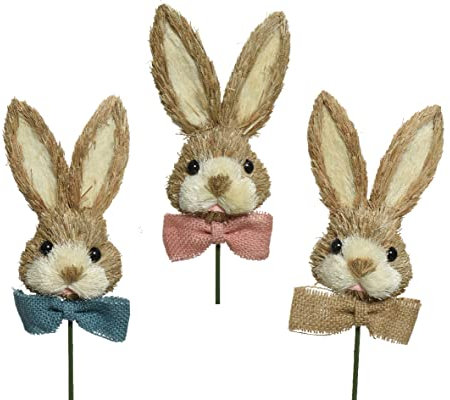 Conejo de Pascua 68 cm x 1 pieza surtida paja decorativa conejo flor enchufe plantas decoración Pascua
