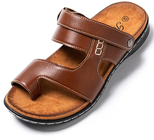 JOMIX Herren Pantoletten Sommer Clogs Leder Sandalen Türkis Pantoffeln Bequeme Strand