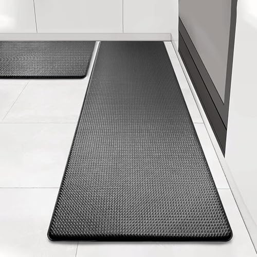 Artnice Kitchen Mats Anti Fatigue 2 Piece,Black Kitchen Mats for Floor,Memory Foam Comfort Mat for Kitchen Floor,Waterproof Anti Fatigue Mats for Kitchen Floor,Work Place,Sink,Oven,Laundry