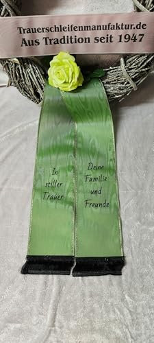 Trauerschleife Grabschleife 10 cm breit bedruckt Kranzschleife bedruckt (10 cm, mint)