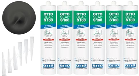OTTOSEAL S 100 Premium-Sanitär-1K-Silicon Dichtstoff matt 6 Kartuschen auf Acetat Basis Otto Chemie (6x matt anthrazit C8683)