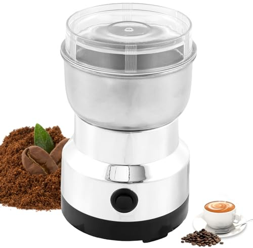 GLMFAN Macinacaffè Macinacaffè elettrico Macinacaffè Macinacaffè Macinacaffè in acciaio inossidabile Macinino per erbe 300 ml Macinino per caffè per fagioli semi pepe Uso con un pulsante