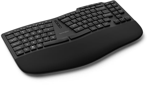 Kensington Pro Fit Ergo Wireless Keyboard KB675, Ergonomic, Rechargeable, Bluetooth & 2.4GHz connection, Programmable Keys, Black, K75491US