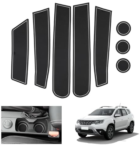 GAFAT Dacia Duster 2 Facelift 2022-2023 2024 Tappetini Antiscivolo, Duster 2023 Tappetino in Gomma non scivolano per Console Centrale, Cuciture Porta, Dacia Duster 2 Accessori (Bianco)