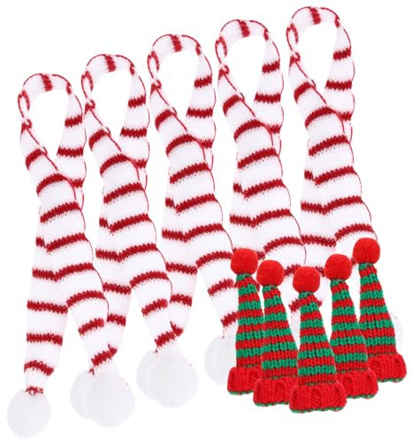 JOINPAYA 5sätze Mini Weihnachtsmützen Und Strickschals Teiliges Für Flaschen Und Tischdekoration Für Weihnachtsfeiern Und -projekte Leicht Und Handlich Für Festliche Anlässe
