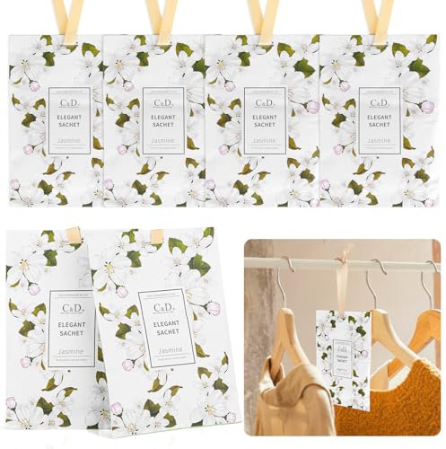 6 bolsitas perfumadas para armario, 20 g de fragancia para armario, bolsitas frescas para armario, aromaterapia, bolsas para cajones, armarios, coches, guardarropas (jazmín)