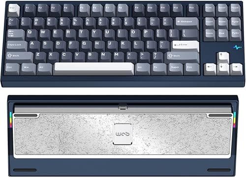 WOBKEY Crush 80 reboot CNC aluminium 5-sekunders snabblås, trippelanslutningslägen, mekaniskt tangentbord med överlägsen akustik (Pro marinblå)