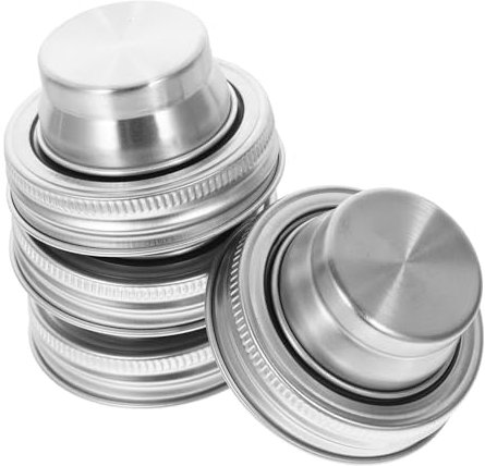 SHOWERORO 6pcs Stainless Steel Cocktail Shaker Lids for Jars Mason Jar Lid Spice Sifter for Kitchen Use