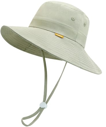 SEYUFN Baby Mütze Sommer Kinder UV 50 Schutz Hut Kleinkind Mädchen Cap Jungen Fischerhut Baby Breiter Krempe Sonnen Hüte (DE/NL/SE/PL, Alter, 0 Monate, 6 Monate, Hellkhaki)