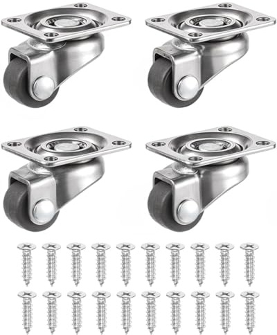 TOZBLEU Roulettes pour meubles,Lot de 4 Petites Roulettes Pivotantes A 360 Petites Roues Pivotantes en Caoutchouc Roulettes de Transport Universelles con Vis Pour Mini Meubles Boite de Rangement