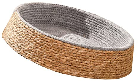 COSMEVIVI Small Puppy Bed Woven Rattan Pet Nest Sturdy Scratch-resistant Round Dog and Cat Sleeping House Cushion for Indoor Use, Light Brown Small Size