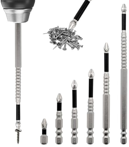 6PCS High Magnetic Impact Driver Bits, Anti-Slip Impact Bits Screwdriver Bits for Impact Driver, Electric Precision Anti Impact High Hardness Drill Bit 25,50,65,75,100,150mm