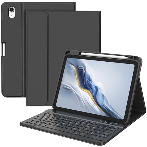 BQSS Hülle mit Tastatur für iPad A16 11 2025/10.9 2022, QWERTZ | Bluetooth-Tastatur, Deutsches Qwertz-Layout, Mit Stifthalter, Kompatibel Mit Ipad 10. Gen (2022) Und 11. Gen (2025)