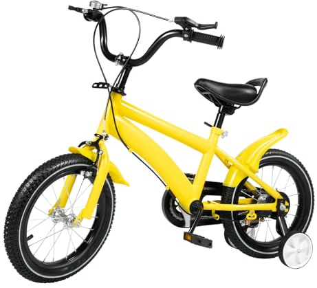 KLOOLIVE 14 Zoll Kinderfahrrad, Fahrrad für Kinder Von 2-7 Jahren, Kinderrad mit Schutzblech und Stützräder, Fahrräder für Mädchen und Jungen, Bicycle für Unterhaltung oder Übung Verwendet Werden