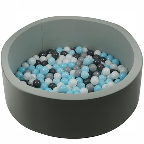 Gr8 Home Grey Pool Ball Pit with 200 Balls Soft Foam Toddler Baby Kids Girls Boys Round Play Pen Toy Game