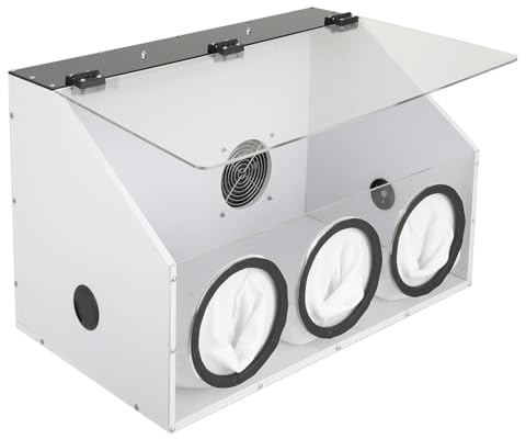 3-Hole Fully Enclosed Electric Grinding Table Polisher, Acrylic Grinding Table Dust Box with Fan, Transparent Dust Box Cover for Carving, Cutting, Drilling, Polishing