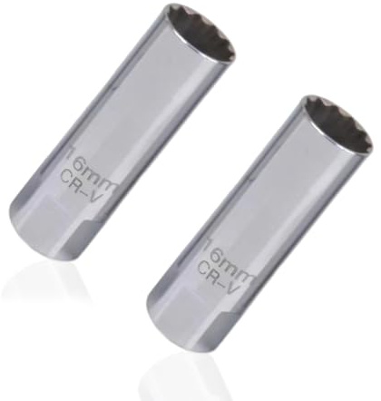 16mm Spark Plug Socket 3/8 Inch Thin Wall Removal Tool, Automobile Sparking Plug Socket wiht Internal Spring Clips, 12 Point Spark Plug Removal Tool for Most Cars and Motorcycles