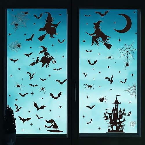 Halloween Fensteraufkleber, 9 Blatt Kürbis Geist Spinnen für Kinder Party