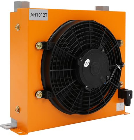BRRIDE Enfriador de aire hidráulico 100L/min Difusor de aceite refrigerado por aire Enfriador de aceite DC 12V 120W Enfriador de aire hidráulico para máquinas hidráulicas, generación de energía eólica
