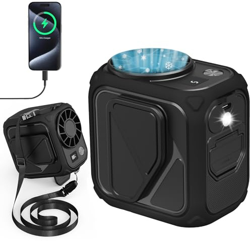 Portable Waist Fan Rechargeable 10000mAh, 5 Speeds 13000RPM Strong Airflow Personal Waist/Neck/Clip Fan, Works Up to 20H, USB Charging Small Mini Cooling Handheld Fans for Camping, Outdoor, Jobsite