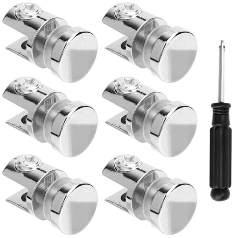 6 Stück Glasbodenträger Einseitige Glashalter 10mm mit Schraubenzieher Verstellbare Glasklemme Halterung für 6–10mm Glas Zinklegierung Glasklemme für Badezimmer Dusche Wandregale