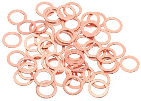 QUARKZMAN 60Stück M10 Flache Kupferunterlegscheiben 10x14x1mm Kupfer Upgraded Flachdichtung Metrisch Dichtring Unterlegscheiben Für Hydraulikfittinge Schrauben Bolzen