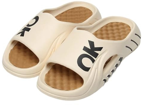 Massagetofflor EVA utomhustofflor med tjock sula och halkfri, lämpliga för både män och kvinnors strand hemma på sommaren (kaki, 42–43)