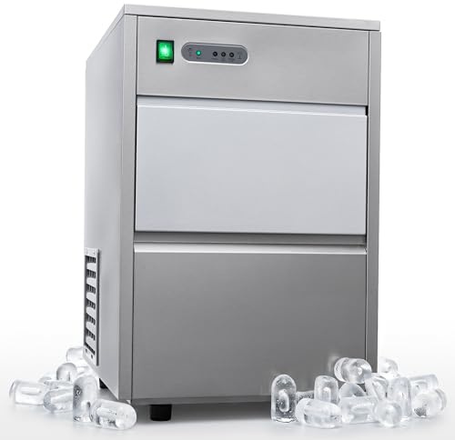 KLAMER Eiswürfelmaschine Gastro 20 kg/24h, vollautomatisch aus Edelstahl | Ice Maker für Restaurant, Bar und Hotel, verschließbarer Eisbehälter mit Abschaltung bei Wassermangel oder vollem Behälter