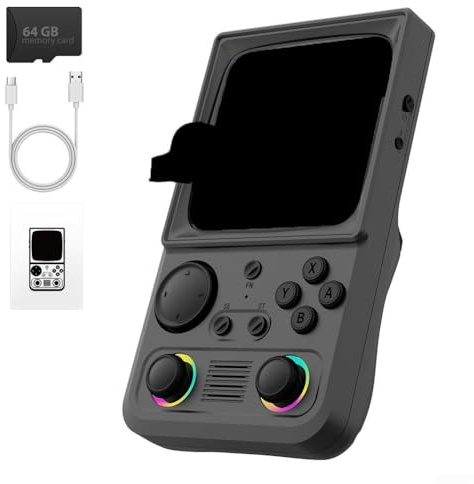 R36T MAX - Console di gioco portatile retrò, 20.000 giochi, WiFi, doppio controller, colore: grigio