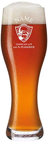 polar-effekt Leonardo Weizenbierglas mit Gravur personalisiert - Geschenk für Papa ideal als Vatertagsgeschenk - Weizenglas 0,5L Geschenkidee - Bierglas für Männer zum Geburtstag - Motiv Starkbier