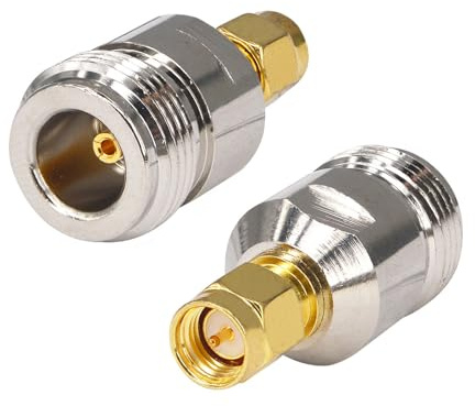 Boobrie Adaptateur N Femelle à SMA Mâle Adaptateur Fiche N Femelle SMA Male RF d'Antenne Coaxiale Connecteur de Câble Coaxial Convertisseur pour Antennes Broadcast Radios WiFi Paquet de 2