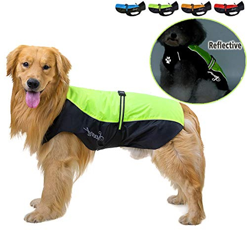 Ranphy Hunderegenmantel Wasserdicht für Mittlere und Große Hunde Reflektierend Regenhülle Atmungsaktive mit Bauchschutz Dackel Labrador Hundejacke Ultraleichte Sicheren Hundebekleidung Grün 7XL
