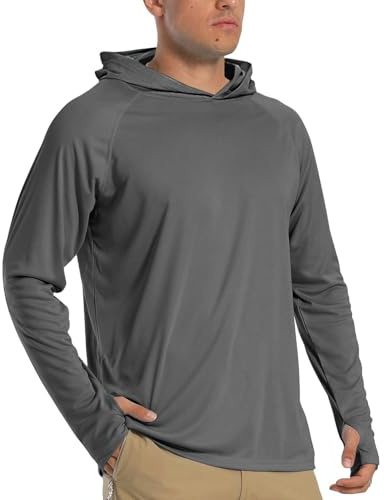 TACVASEN Herren Hoodie Sommer Atmungsaktiv Langarmshirts mit Kapuze, Dunkel Grau, XL
