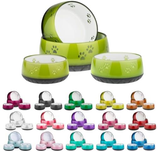 EHASO Hundenapf mit Pfötchen - Futter- und Trinknapf für kleine und große Hunde (500ml, Lemon)