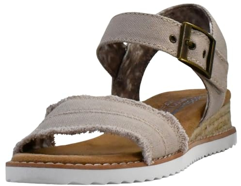 Skechers Women's Desert KISS Adobe Princess Sandal, Light Taupe Canvas, 5 UK