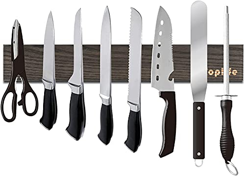 Toplife Wood Magnetic Knife Holder, Powerful Magnetic Knife Strip for Wall, Multifunctional and Easy to Install, 40CM