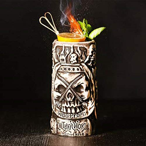 Tiki Tassen, Cocktail, Keramik-Tiki-Becher, originelle Keramiktasse mit hawaiianischem Thema, für Cocktails und Luau-Partys, tolle Geschenkidee für Hausbar (550 ml)