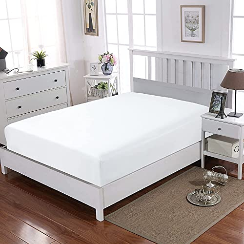 Egyptian Cotton 30cm Extra Deep Fitted Sheet T-200 Thread Count Luxury Hotel Quality Non - Iron Single Double King Super King (White, Double)