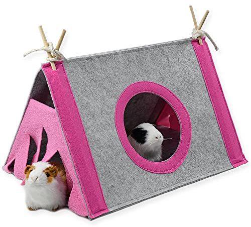 ASOCEA Nascondiglio per Piccoli Animali Tenda per Criceti Amaca Triangolare Nido per Animali Domestici Con Finestra Circolare per Cavia Cincillà Riccio Ratto Scoiattolo Furetto Coniglio Nano