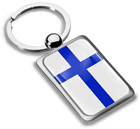 Biomar Labs® Nickel Métal Porte-clés Boite Cadeau Accessoires pour Homme et Femme Drapeau National Finlande Finland Flag KK 244