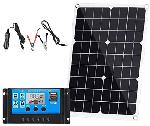 Panel Solar Flexible, Kit de Panel Solar e 12V/24V, Kit de Panel Solar de 50W, Módulo Fotovoltaico Monocristalino de Alta Eficiencia para El Hogar, Camping, Barco