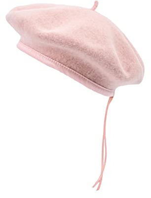 JOYHY Damen Einstellbar Solide Wolle Künstler Französisch Baskenmütze Hut Apricot Pink