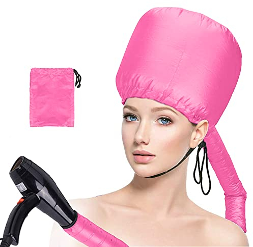 EULAPGOE Casco Cuffia Asciuga Capelli Portatile, Universale, con Cappuccio Elastico Regolabile, Adatta per Acconciature da Donna e da Ragazza (Rosso Chiaro)