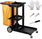 VEVOR Chariot de Ménage Professionnel 3 Niveaux Chariot de Nettoyage Lavage en PP avec Sac à Déchets en PVC Chariot d'Entretien Charge 90,7 kg Déplacement Fluide Range Outils d’Entretien Bureau Hôtel