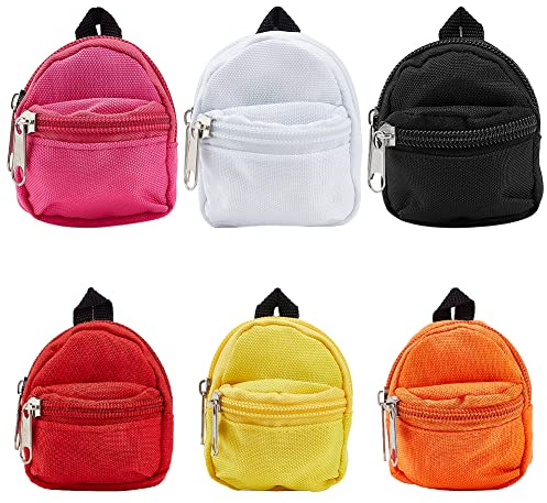 PandaHall 6 Stück Mini-Rucksäcke 6 Styles Kleine Schultaschen Mit Reißverschluss Niedlicher Reißverschluss-Rucksack Kleiner Schulbedarf-Rucksack Für DIY-Schlüsselanhänger Telefon Ornament Schulpreise